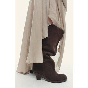 ZARA SPLIT SUEDE KITTEN HEEL BOOTS